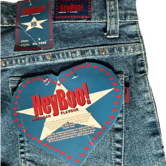 HeyBoo Women’s Studded Flare Jeans Blue Denim Fringe Hem Y2K Style Size 8 NWT - Picture 5 of 7